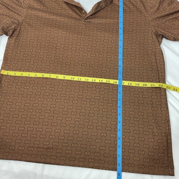Designer-Inspired Pavini Brown Polo Shirt With Monogram Pattern & Contrast Colla - Picture 6 of 8